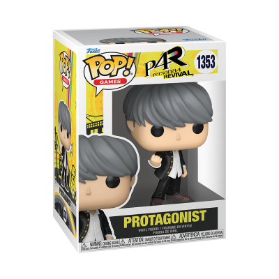 Funko Pop Persona 4 Revival Protagonist número 1353 na embalagem