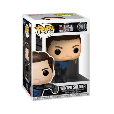Funko Pop! Winter Soldier da série The Falcon and The Winter Soldier na caixa.