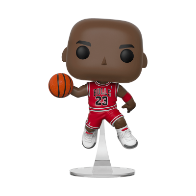 Figura Funko Pop de jogador de basquetebol com camisola vermelha Bulls 23 e bola de basquete