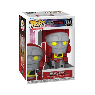 Figura Pop! Blaster dos Transformers 40 em vinil dentro de caixa