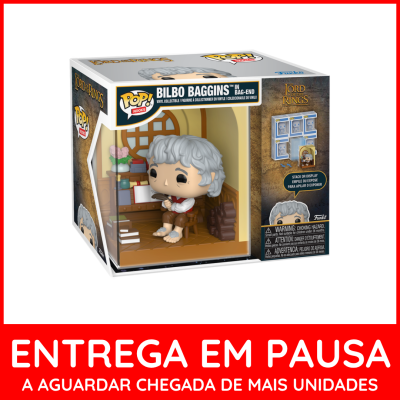 Figura Funko POP! Bilbo Baggins em embalagem transparente e colorida da coleção The Lord of the Rings