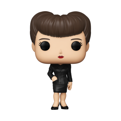 Boneca Funko Pop de mulher com fato preto e cabelo castanho escuro