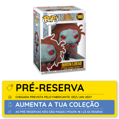 Boneco Funko Pop! Marvel Zombies Queen of the Dead cinzento com cabelo castanho na embalagem