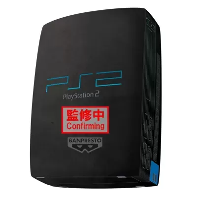 caixa preta com texto PS2 PlayStation 2, selo vermelho e logo BANPRESTO