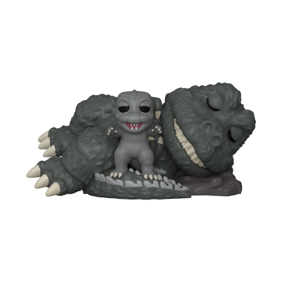 Figura em vinil cinzento de Godzilla bebé e mãe juntos