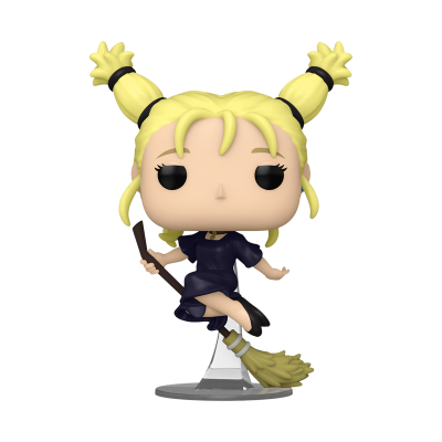 Figura Funko Pop feminina loira com vestido azul e vassoura