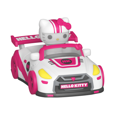 Carrinho de brinquedo branco e rosa com tema Hello Kitty