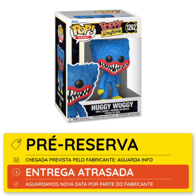 Funko Pop! Huggy Wuggy azul com boca vermelha em caixa de vinil