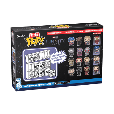 Embalagem Funko Pop! Bitty Infinity Saga com mini figuras mencionadas