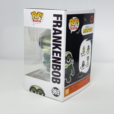 Embalagem Funko Pop! Movies Frankenbob número 969, Minions, branco e preto com janela transparente