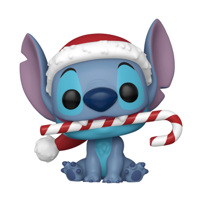 Figura Funko Pop do Stitch com gorro de Natal e doce de pau