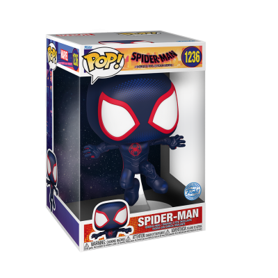 Funko Pop! Spider-Man 1236 em caixa transparente com máscara preta e olhos grandes brancos