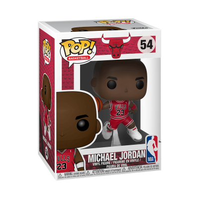 Figura Funko Pop! Michael Jordan com uniforme dos Chicago Bulls número 23 na embalagem