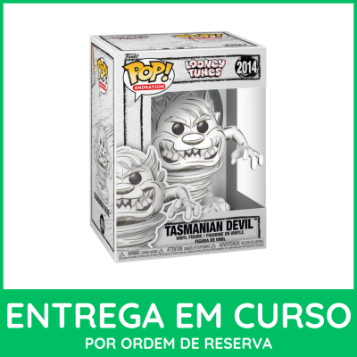 Figura de vinil Tasmanian Devil Funko Pop! em caixa branca com texto e selo 2014