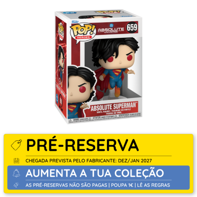Funko Pop Absolute Superman Figura Vinil na caixa e etiqueta PRÉ-RESERVA amarelo e azul