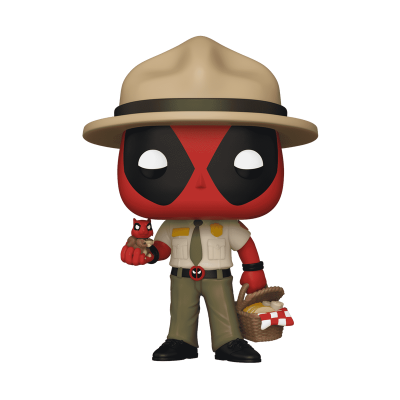 Figura de vinil Deadpool vestido de guarda florestal com chapéu e cesta de piquenique