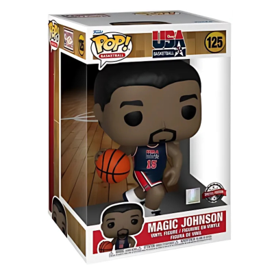 Figura de vinil POP! Magic Johnson com uniforme USA Basketball e bola