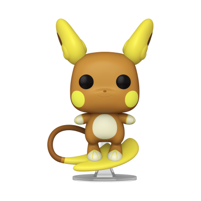 Figurina colecionável de Pokémon Lightning com corpo castanho e amarelo, olhos negros, em base transparente