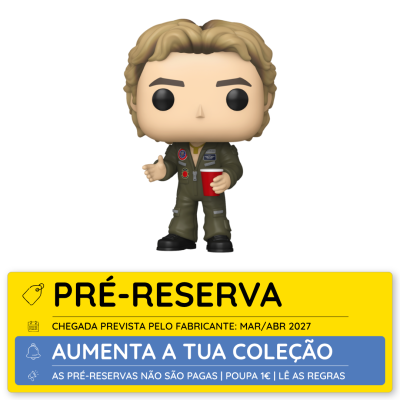 Boneco Funko Pop com fato verde militar e copo vermelho