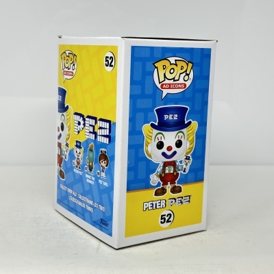 Caixa Funko Pop! Ad Icons número 52 com personagem Peter PEZ palhaço colorido