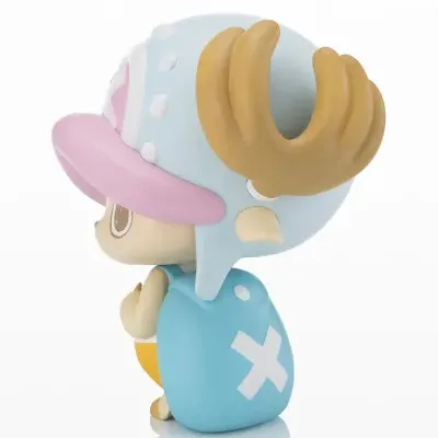 Figura vinil azul claro com chapéu rosa e chifres castanhos