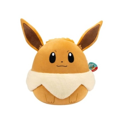 Pelúcia macia de Eevee, personagem Pokémon, castanho e bege com olhos pretos
