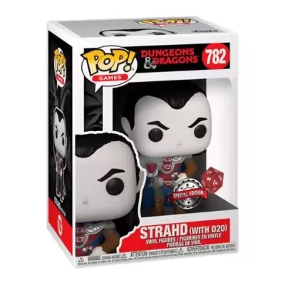 Figurinha Pop! Games Dungeons & Dragons STRAHD com dados na embalagem