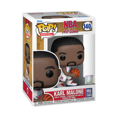 Figura Funko Pop! de vinil de Karl Malone NBA All-Stars na embalagem.