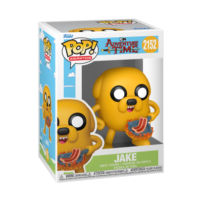 Figura Funko Pop de Jake da série Adventure Time, dentro da embalagem oficial.