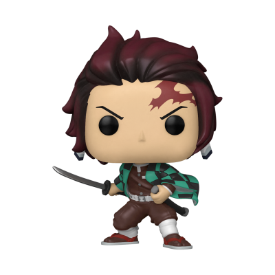Figura Funko Pop personagem com katana e casaco verde xadrez