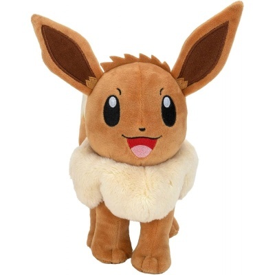 Pelúcia da personagem Eevee da Pokémon castanha com gola branca