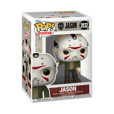 Funko Pop! vinil de Jason com máscara e faca em caixa transparente