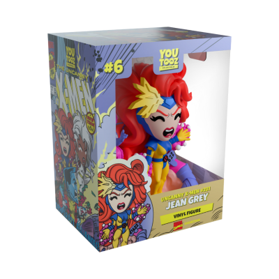 Figura vinil Jean Grey Uncanny X-Men 2031 na embalagem com fundo roxo
