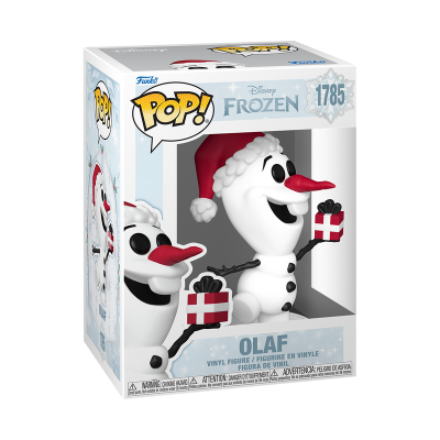 Figura de vinil Olaf de Disney Frozen com chapéu e presente em caixa