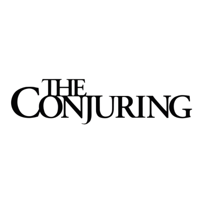 Logótipo com o texto THE CONJURING em preto sobre fundo branco