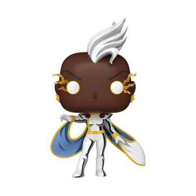 Figura Funko Pop do personagem Storm com roupa branca e capa azul