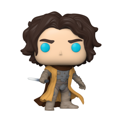 Figura de vinil Funko Pop com capa amarela e adaga