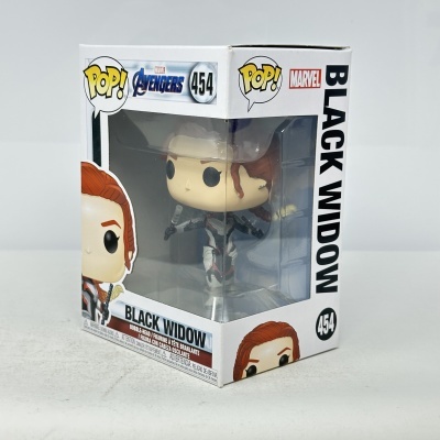 Figura Funko Pop! Black Widow Marvel Avengers número 454 na embalagem.