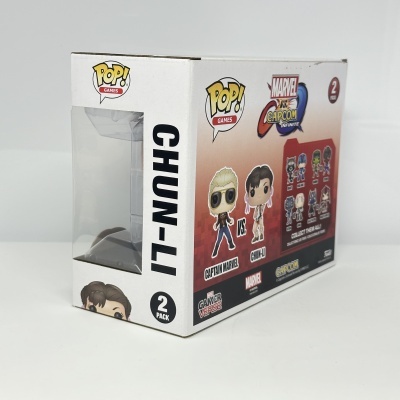 Embalagem de brinquedo Funko Pop! Chun-Li e Captain Marvel