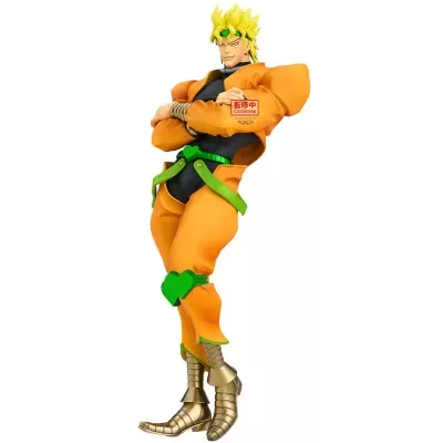Figura colecionável de personagem com roupa laranja e detalhes verdes