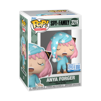 Funko Pop ANYA FORGER número 2219 com pijama azul claro e gorro de estrelas