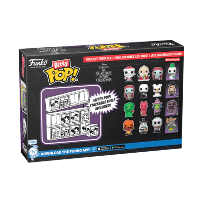 Caixa do produto Funko Bitty Pop! com mini figuras e estante empilhável