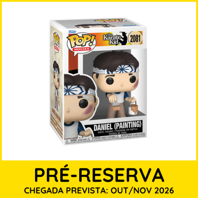 Funko Pop! The Karate Kid Daniel com pincel e balde de tinta na caixa