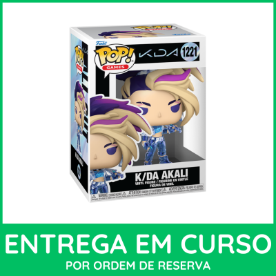 Figura Funko Pop! Games K/DA Akali em caixa branca com janela transparente