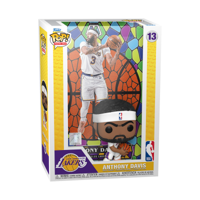 Funko Pop! Anthony Davis dos Lakers em caixa com 13 e fundo colorido