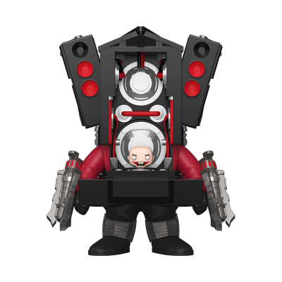 Figura estilizada com estrutura tecnológica e armas