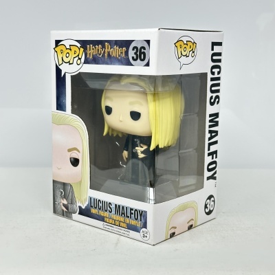 Figura de vinil Funko Pop! de Lucius Malfoy em embalagem branca com janela