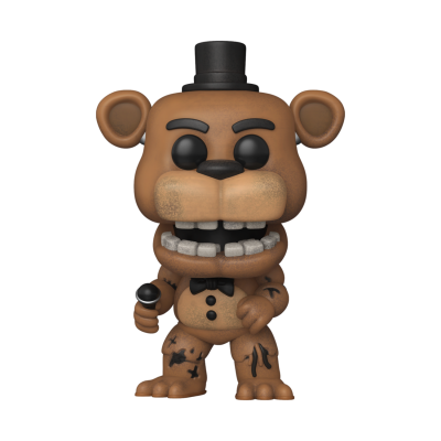 Figura Funko Pop de urso castanho com chapéu preto e microfone