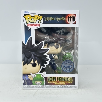 Figura Funko Pop Megumi Fushiguro com sapos na caixa