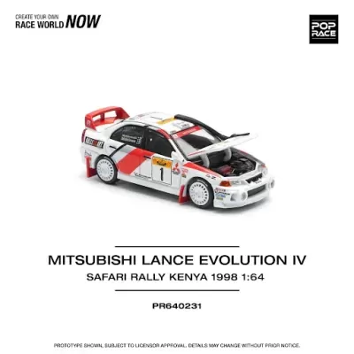 Miniatura carro Mitsubishi Lancer Evolution IV branco e vermelho, capô aberto, modelo rally escala 1:64.